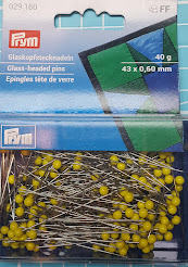 Glaskopfstecknadeln gelb 40 gr. 0,6 x43 mm