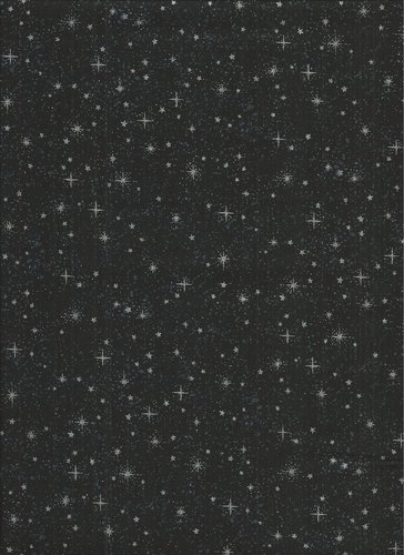 PW Stoff, schwarz mit silbernen Sternen 110 cm